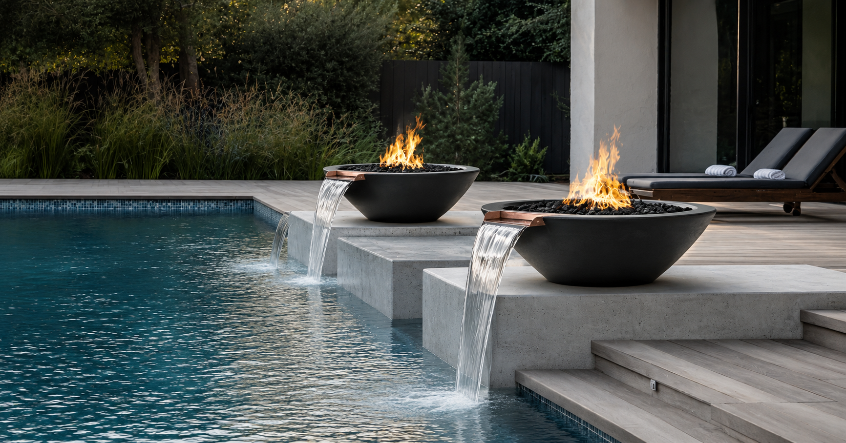 Cazo 31" Black Concrete Fire & Water Bowl