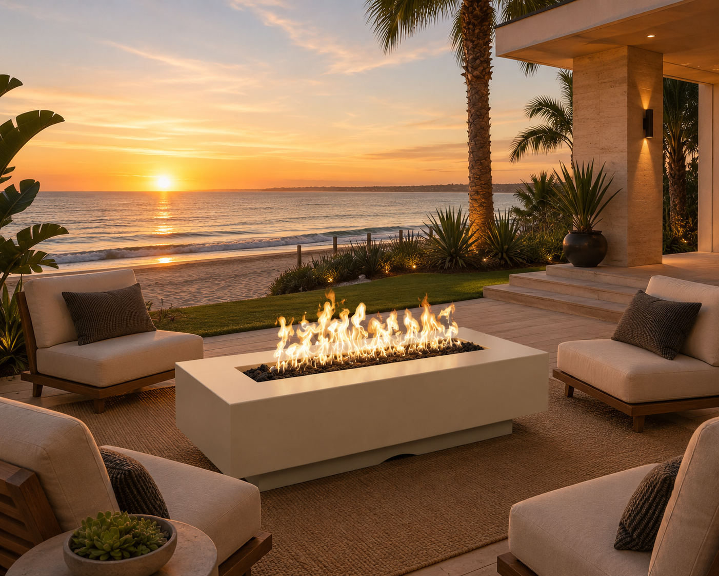 Del Mar 60" Vanilla Concrete Fire Pit