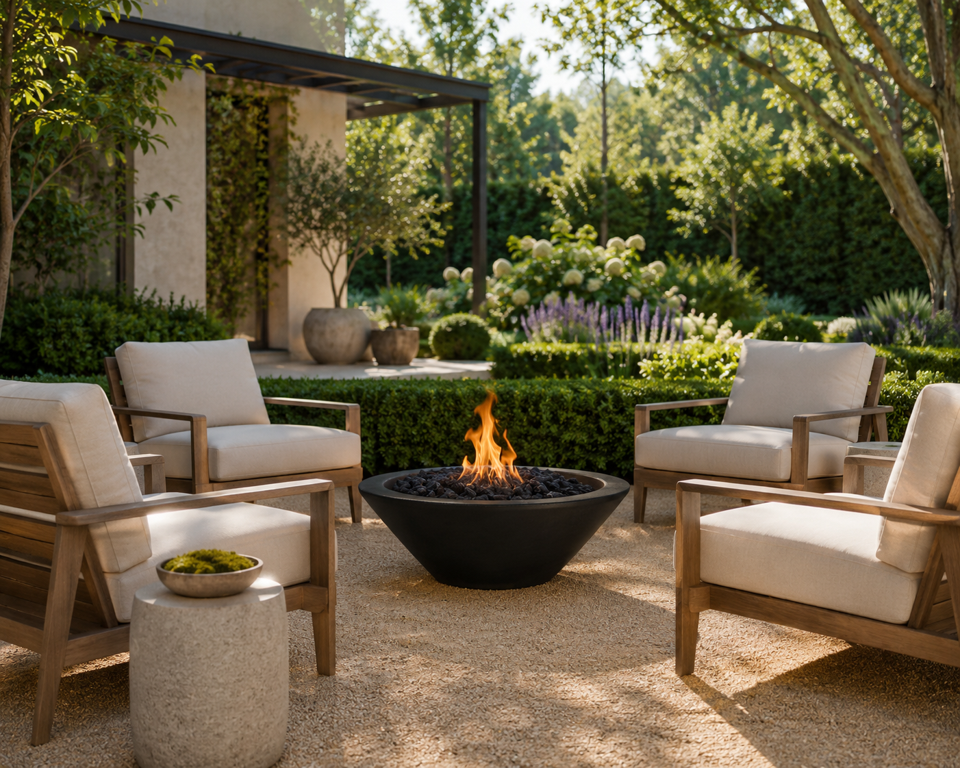 Cazo 48" Black Concrete Fire Bowl
