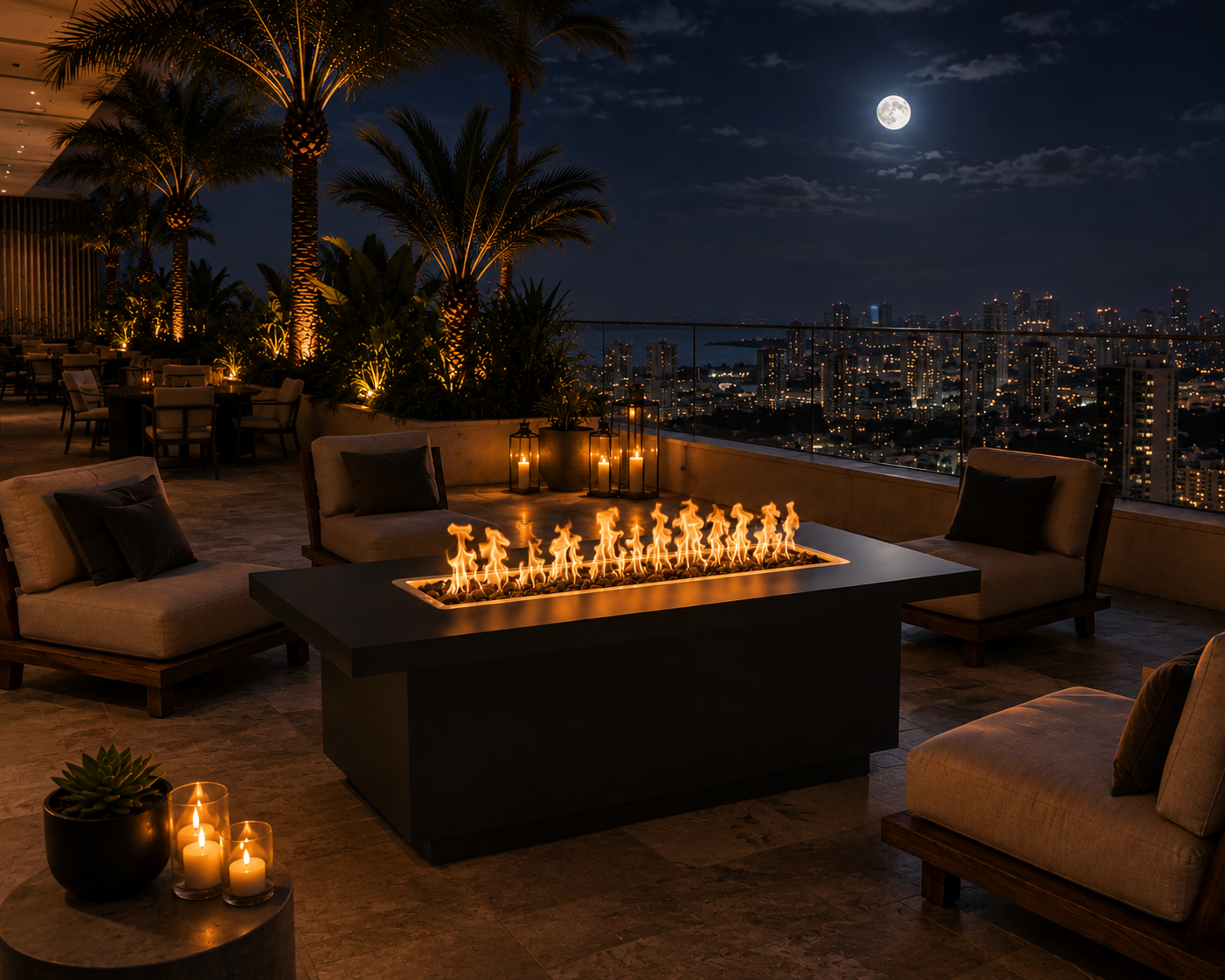 Fremont 60" Java Powder-Coated Steel Fire Table