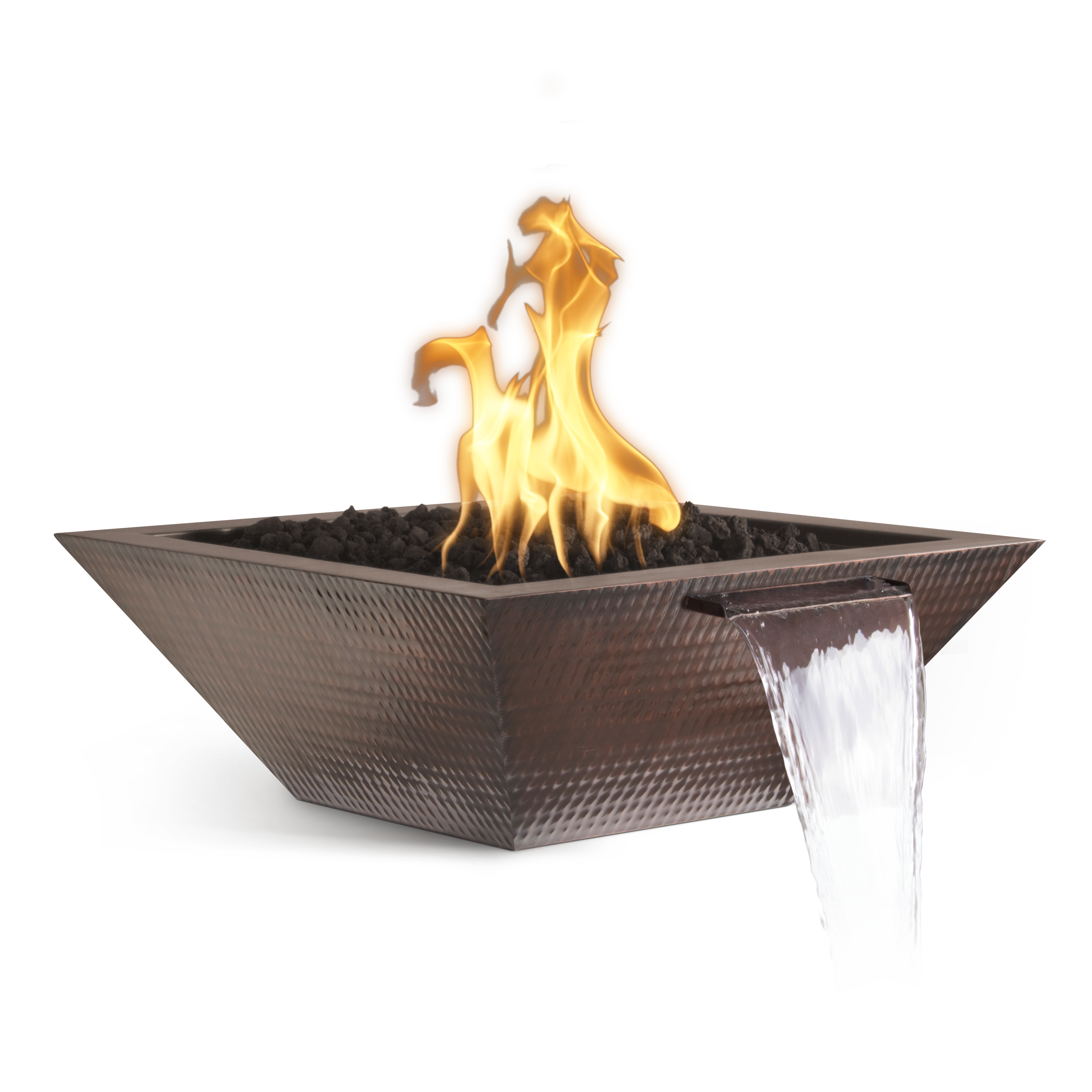 Maya 36" Hammered Copper Fire & Water Bowl