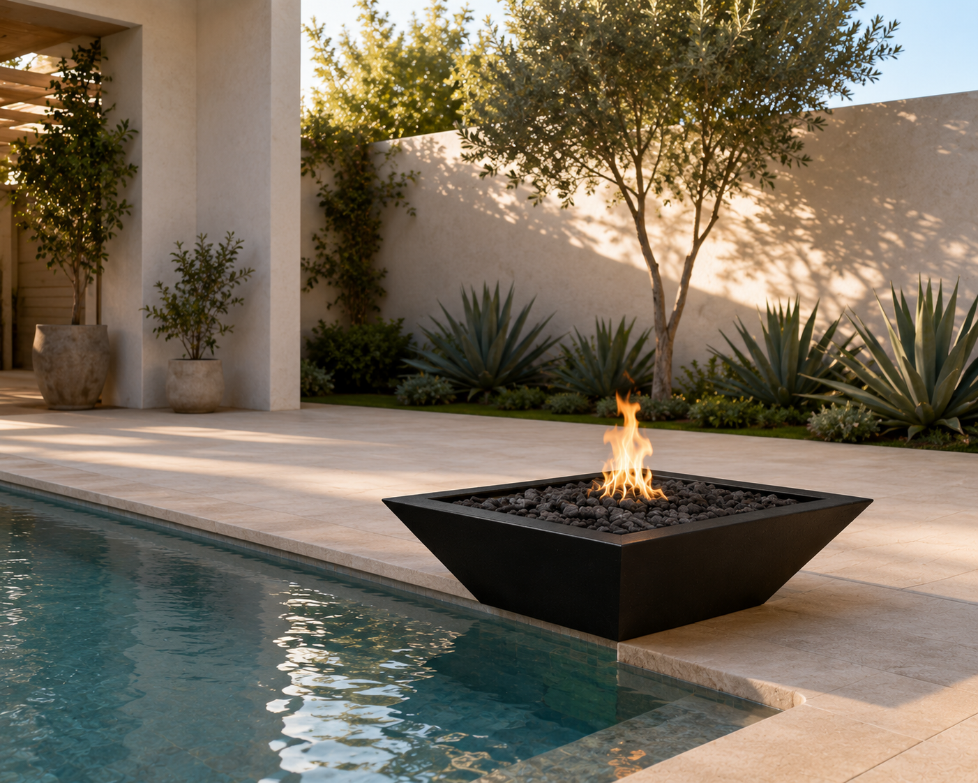 Maya 36" Gloss Black Powder-Coated Steel Fire Bowl