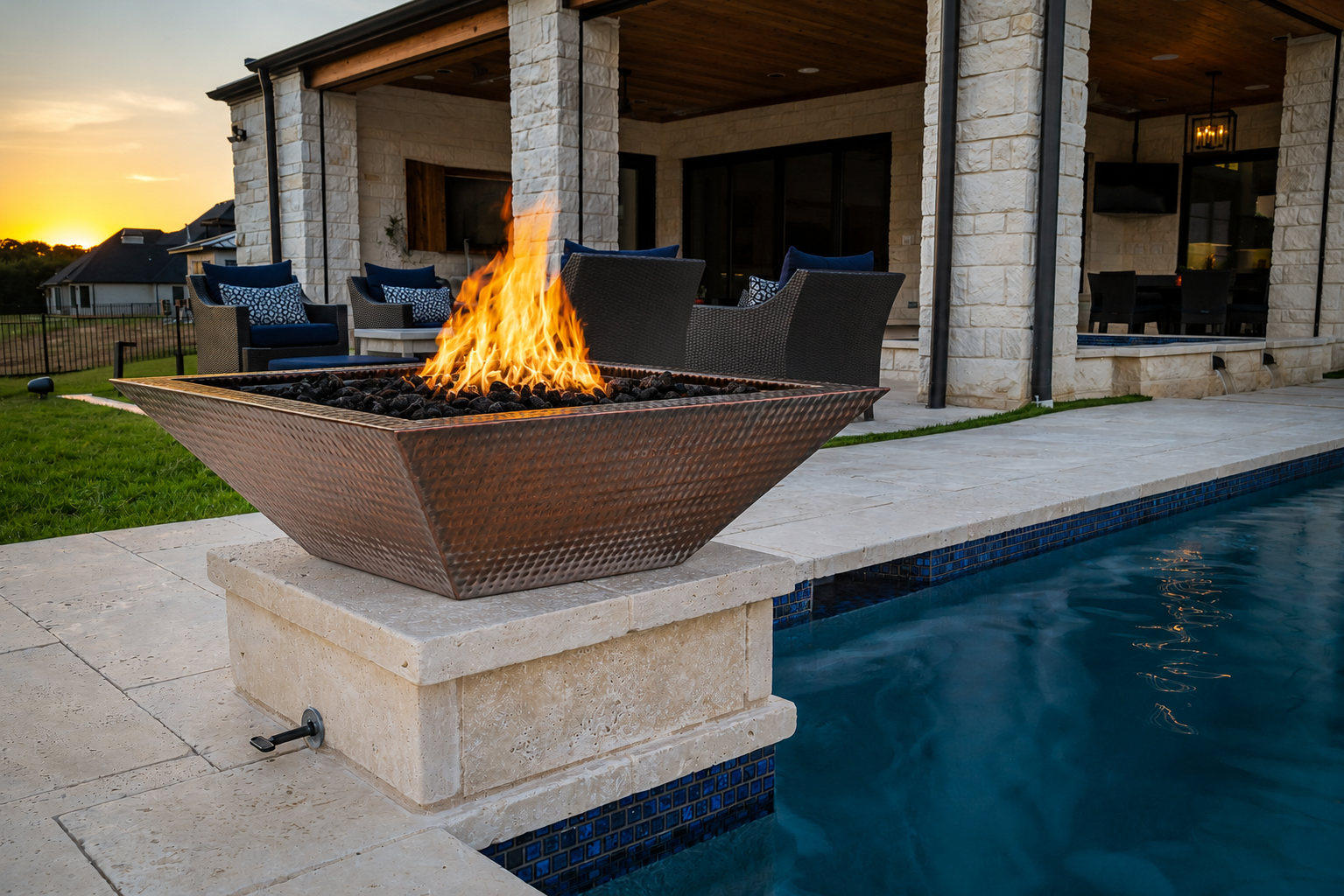 Maya 36" Hammered Copper Fire Bowl